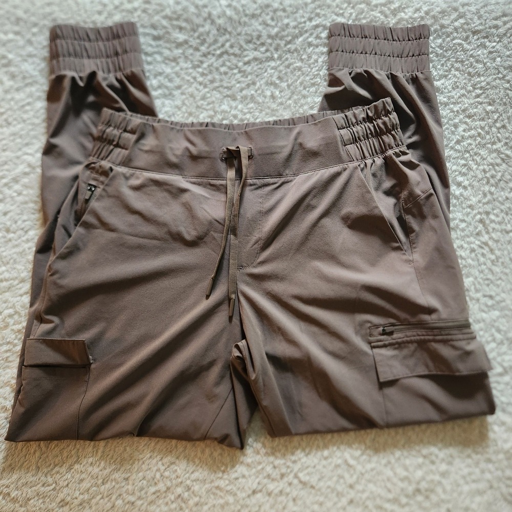 All in Motion Womens Brown Cargo Jogger Pants Smocked Waist Size M